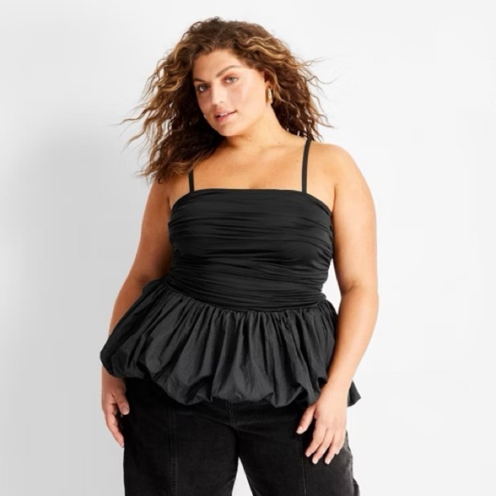 Future Collective Women's Slim Fit Ruched Bubble Tank Top